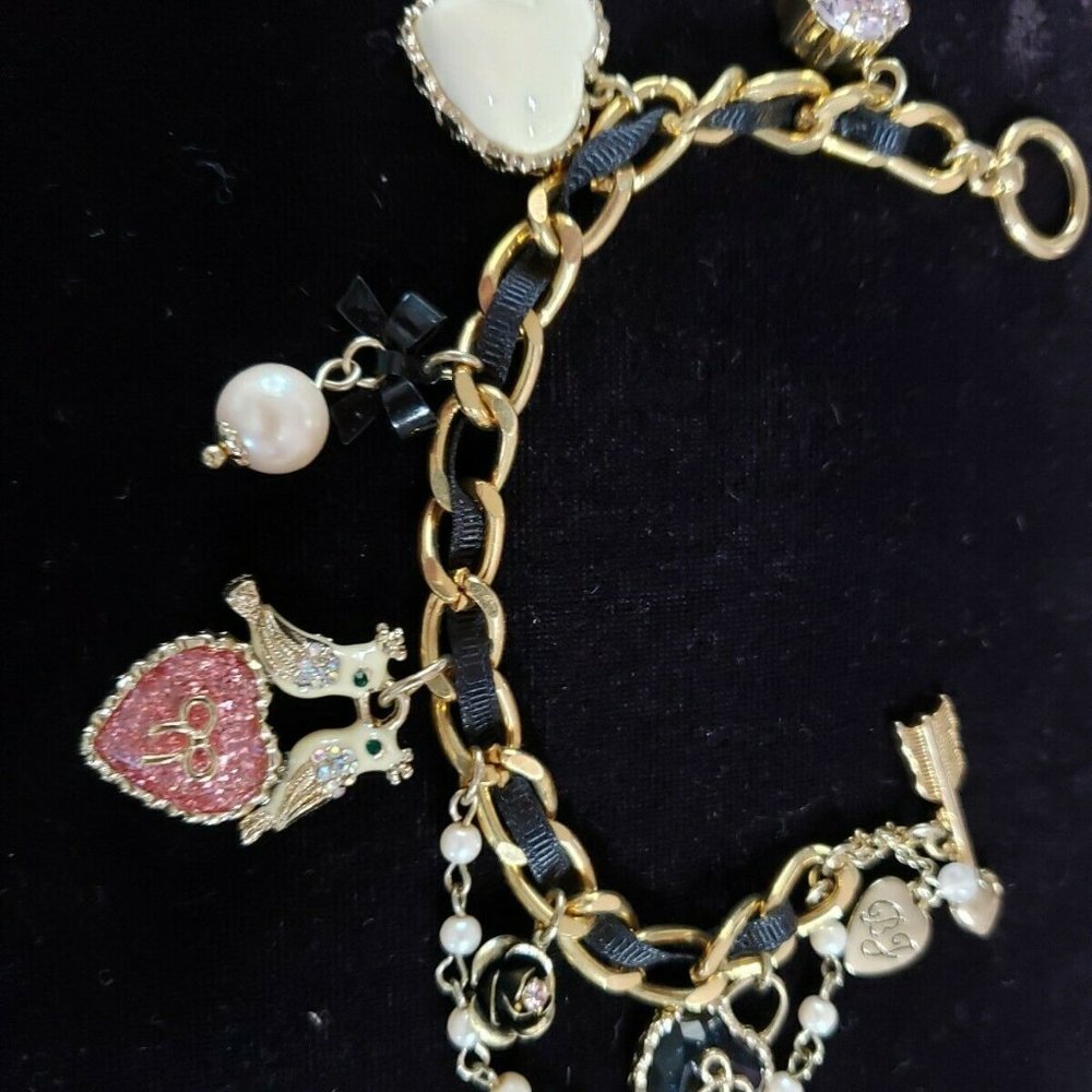 2 PC Betsey johnson pink heart key and crown